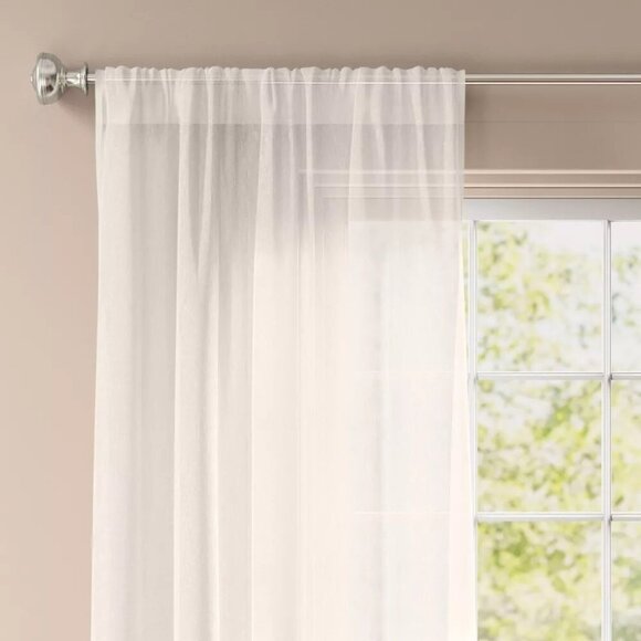 Threshold Light Filtering Textural Sheer Ivory Single Curtain Panel 54" x 63" - Picture 2 of 7